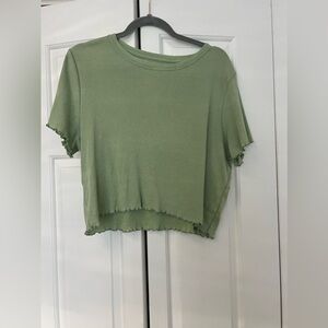Aerie Cropped Lettuce Hem Top
